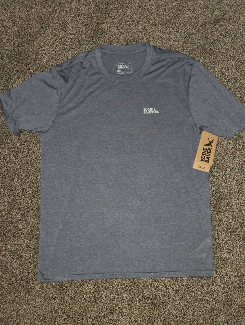 Eddie Bauer Men's Heather Slate Blue Short Sleeve Crew Tee